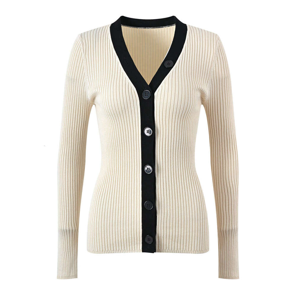 2026 FC Spring New Designer Women's Fashion k30 Small Fragrant Style Color blocked V-neck Slimming Top