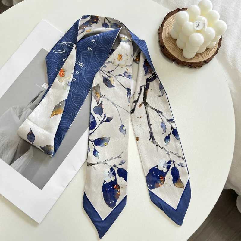 New Long Bag Scarf Wen Hair Band ccessories Print Skinny Scarves band Satin Ribbon Neck Tie Decorative Bag Scarves X260328