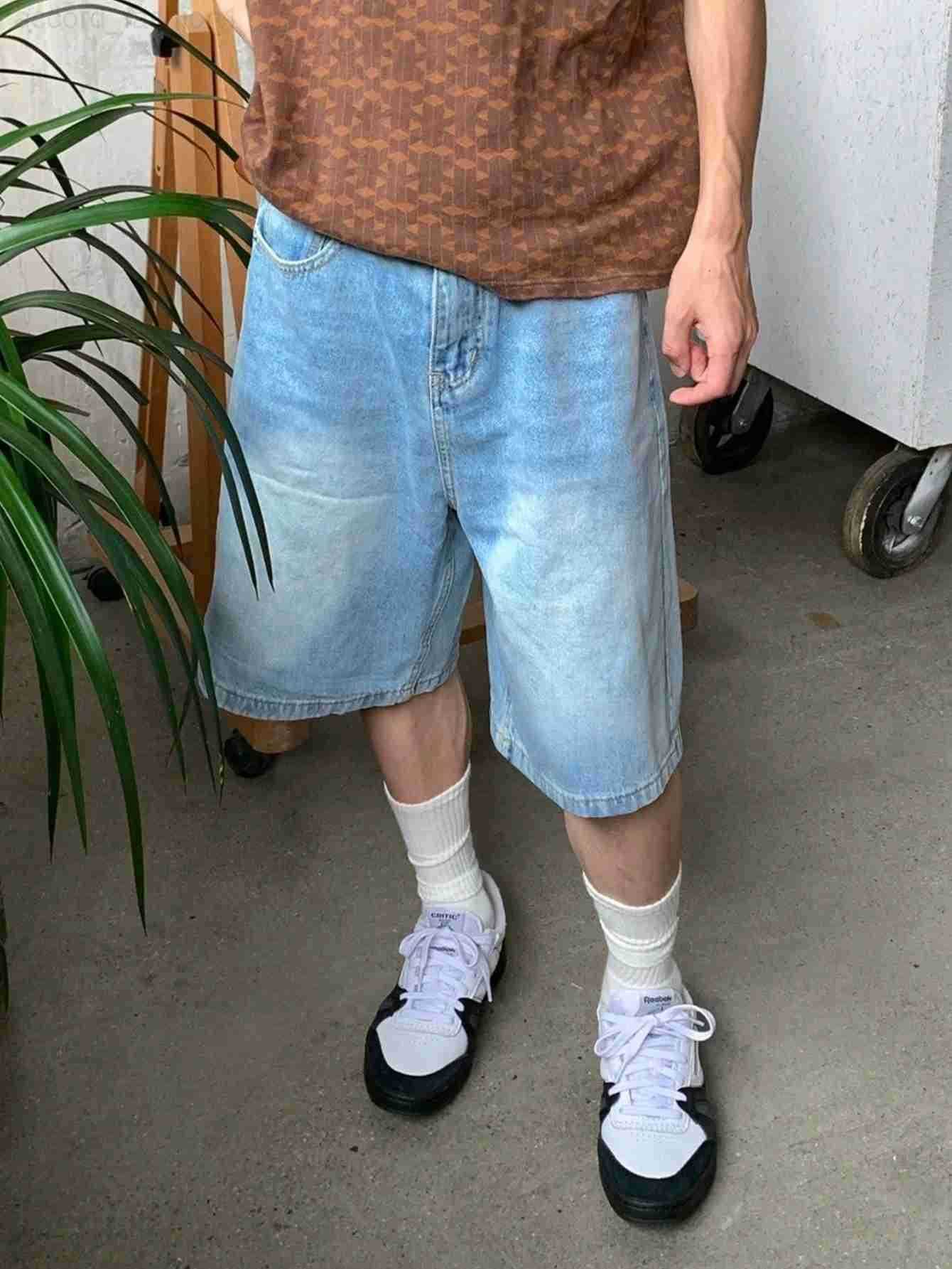 Blue Loose Denim Casual Shorts For Men Non Stretch Fabric Jorts Simple Fashion Daily Wear Comfort Summer Outfits H260330
