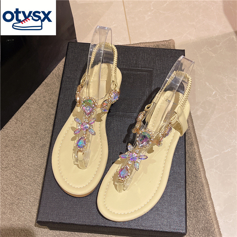 2026 new women's sandals summer new big rhinestone fashion European and American plus size women's sandals casual shoes