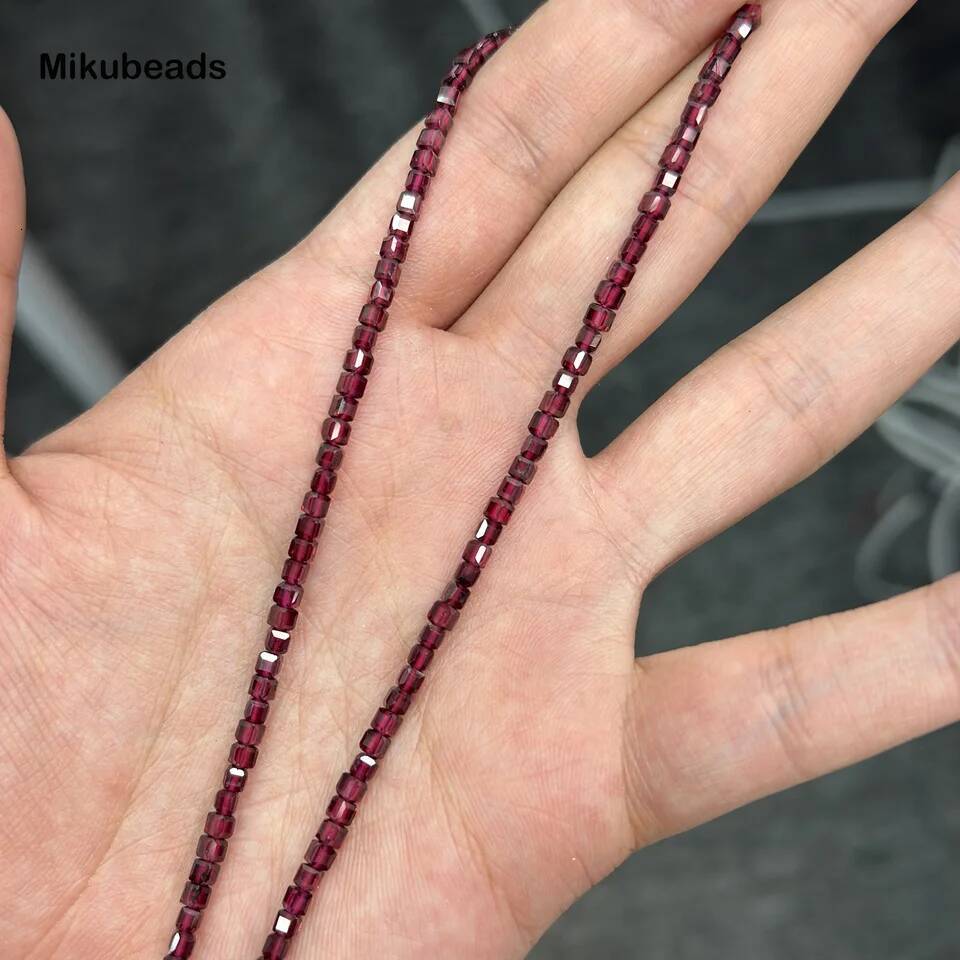 Natural Brazil Red Garnet 2.7*2.7mm Faceted Cube Loose Beads Jewelry Making DIY Bracelet Necklace Strand For Woman