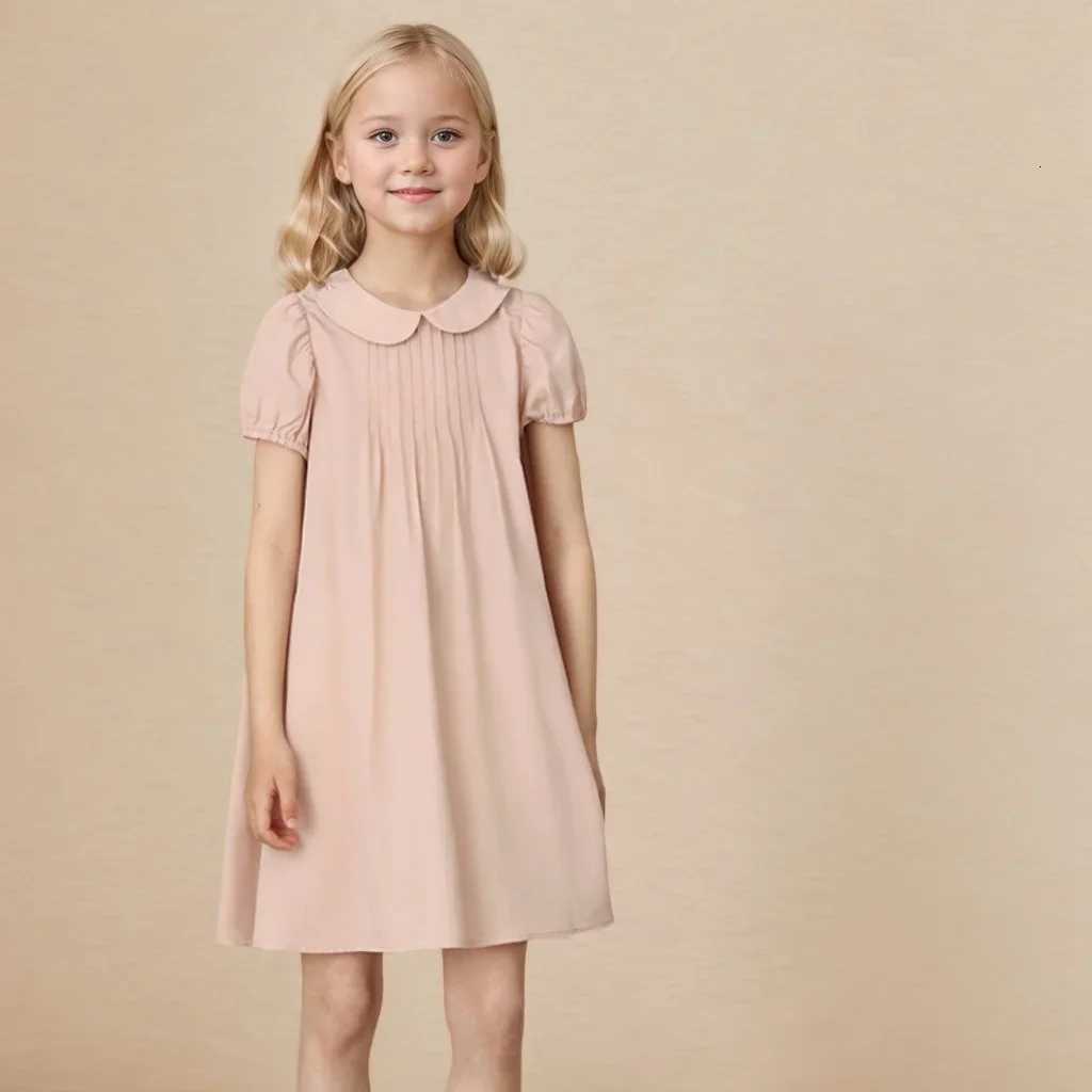Female Child Clothes Girls Dresses Childrens Summer Short Sleeve Dress School Sundress Childrens Pink Skirt Thin for WomenT260330