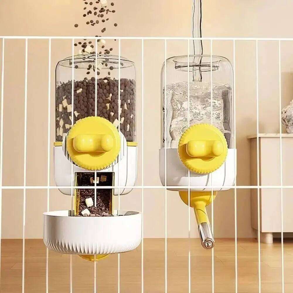 Portable Automatic 2 in 1 Pet Detachable Cage Hanging Bowl Large Capacity Dog Water Dispenser Feeder for Puppy Cat Rabbit
