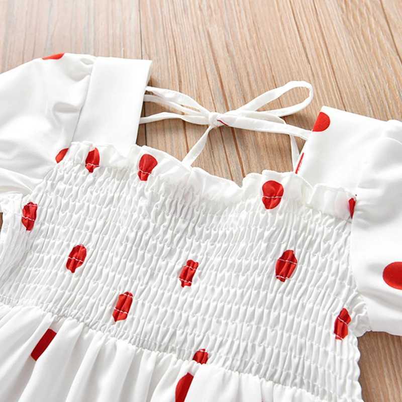 2025 New Baby Summer Dresses Girls Sweet Lace Chiffon Polka Dot Dress Little Girl Chiffon Short Sleeve Dress For Kids ClothesT260330