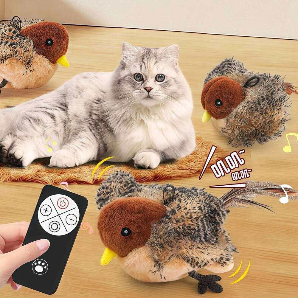 Flappy Interactive USB Rechargeable Pet Cat Plush Flapping Bird Toy Stimulate Hunting Instincts Remote Control