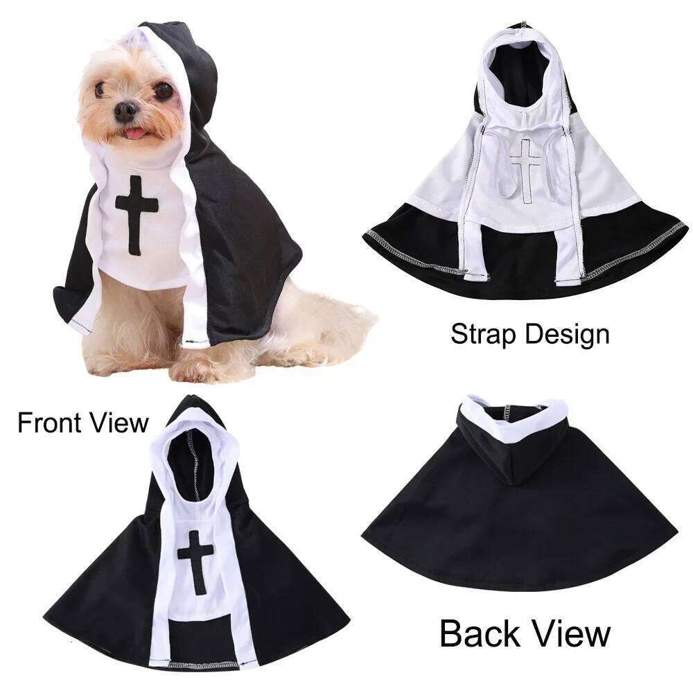 Halloween Pet Cosplay Costume For Small Medium Large Dogs Cats Funny Party Dress Up Dog Nun Outfits Chihuahua Pug Clothing