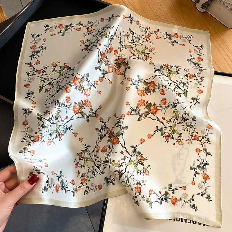 100 Silk Scarf Plum Blossom Pattern Square Scarves for Women Wrap Kerchief Mulberry Silk Bandana Fashion Luxury Headband Hijab Z260330