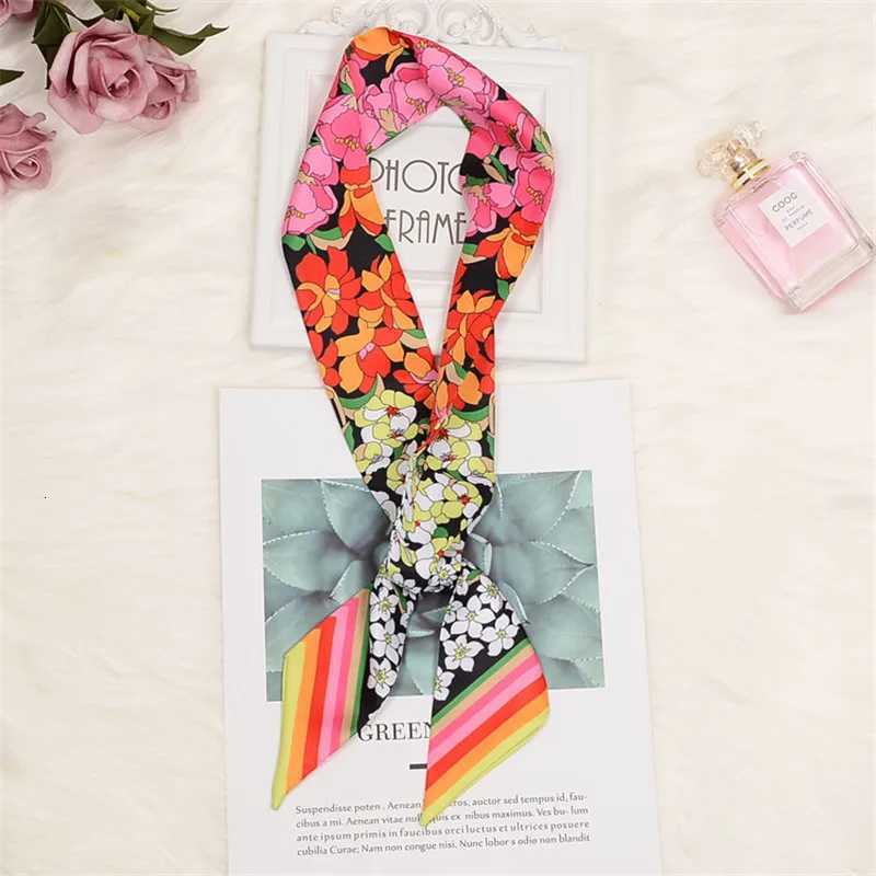New Skinny Scarf Floral Printing Silk Scarf For Wen Luxury Brand Foard Fashion Belt For Ladies Bag Scarf Scarves X260328