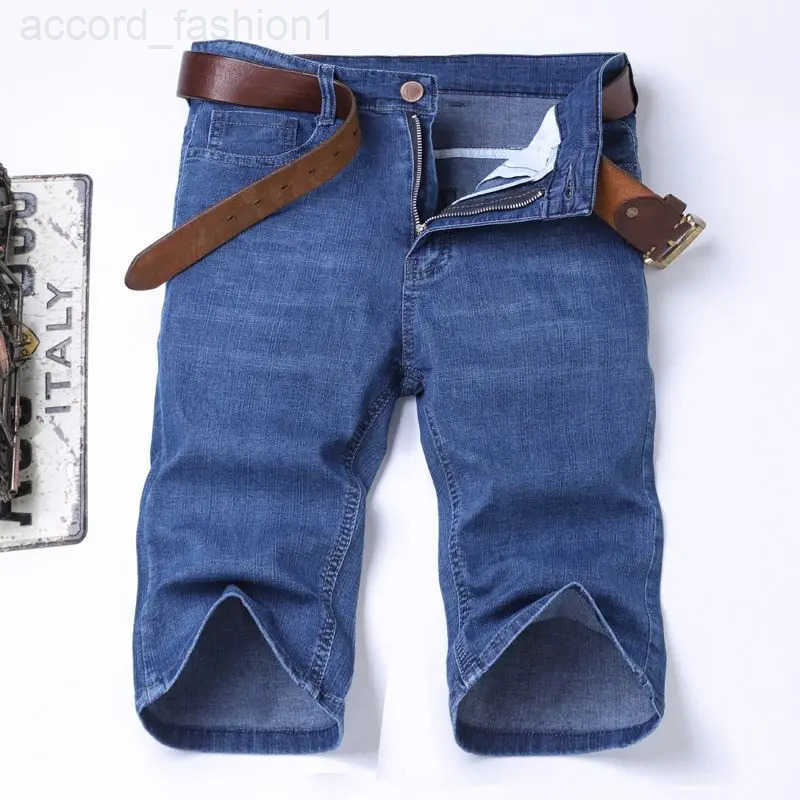 2025 New Denim Shorts for Mens Spring and Summer Trendy Brand Thin Elastic Loose Straight Casual Five Point Middle Pants H260330