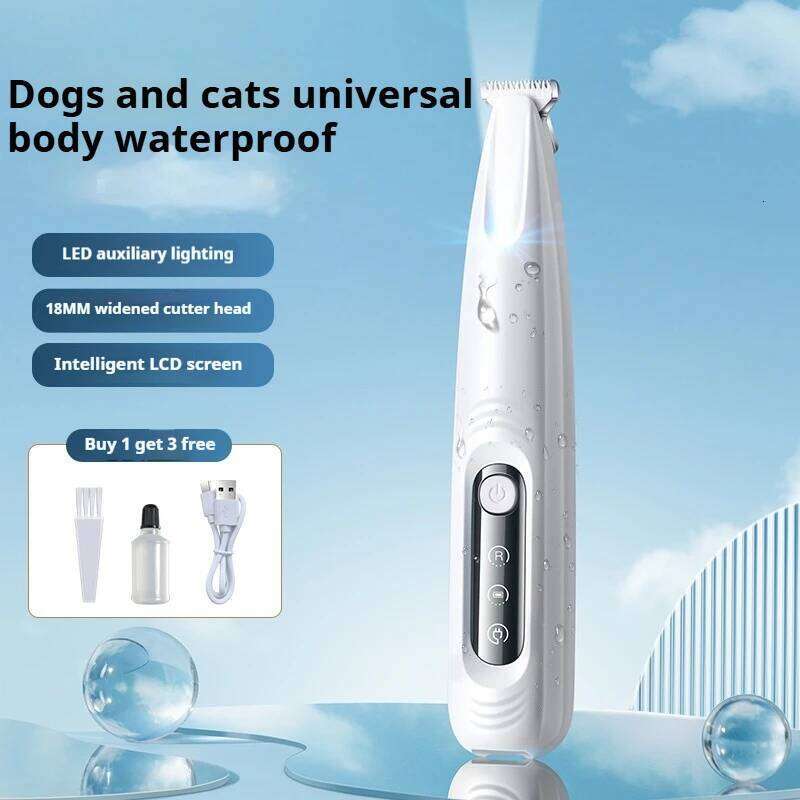 Upgrade Paw LED Light Waterproof Portable Pet Hair Trimmer with Display Dog Clippers Grooming 18mm Widen Blade