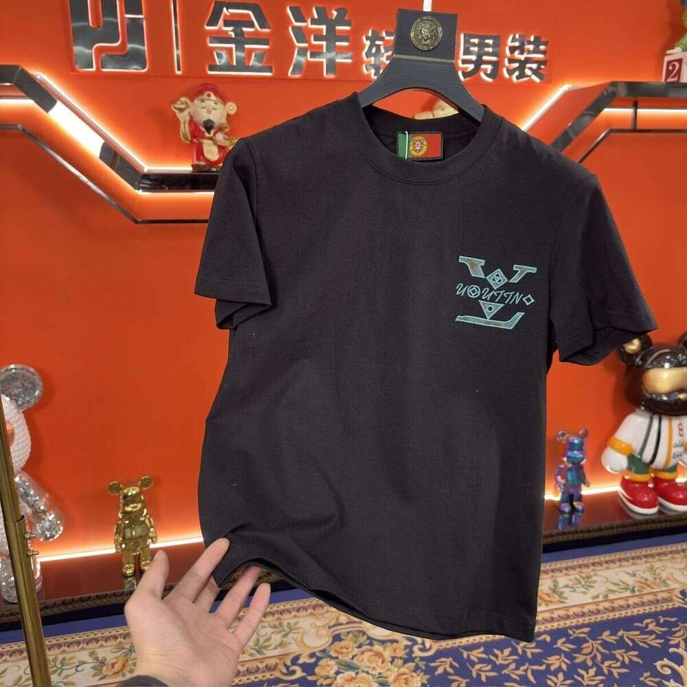 2026 New Luxury Short-Sleeve Men's Trendy Round-Neck Summer T-Shirt With Embroidery, Stylish Casual Top Asia Size