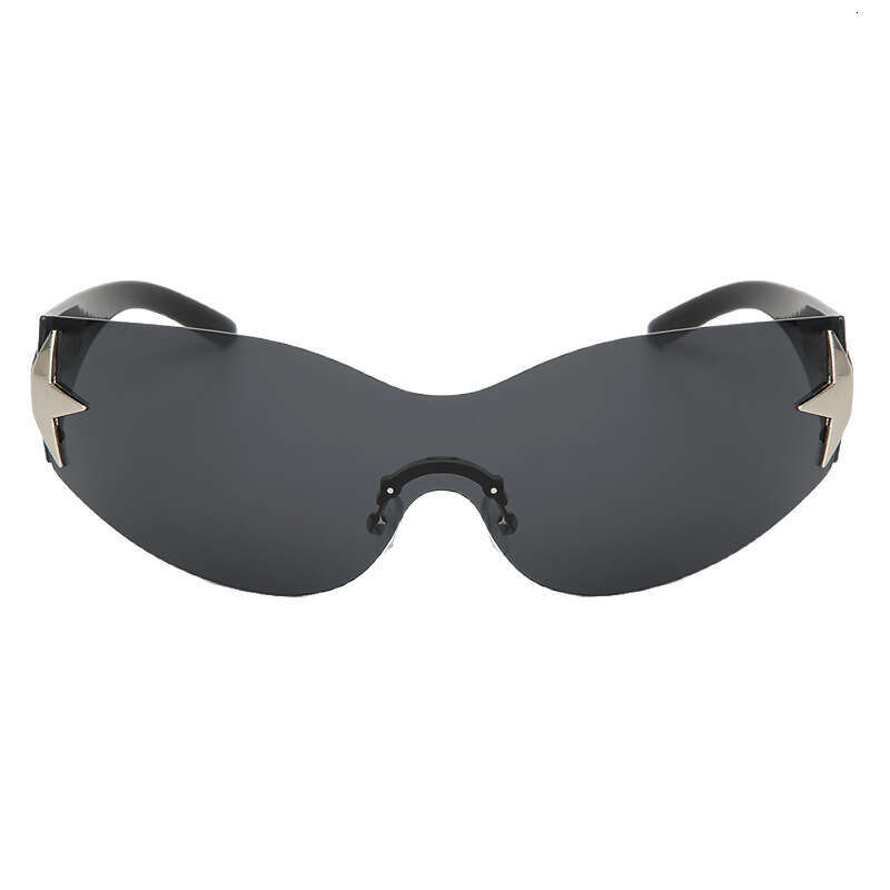 European And American New Y2k Millennial Hot Girl Rimless Pentagram Integrated Pilot Sunshade Sunglasses For Women outdoor glasses