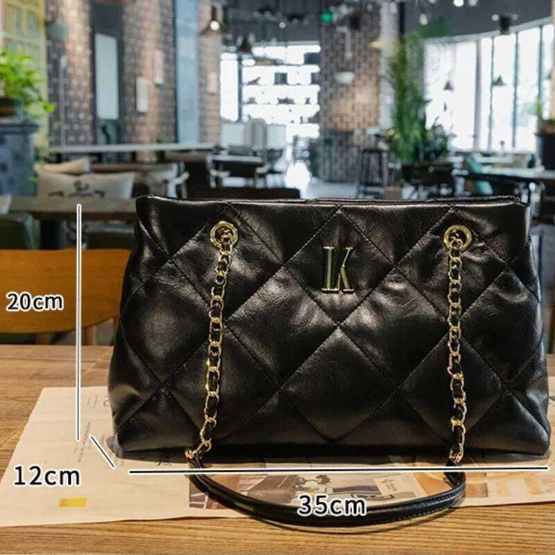 2026 New Large Capacity Diamond Grid Soft Leather Women's Handbag, Casual Multi Functional Shoulder Bag