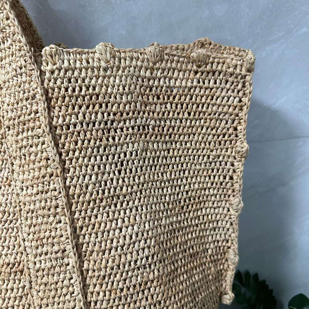 Totebag Shoulder ROSE NOIRE Spring And Summer French Fashion Simple Raffia Woven Tote Large Capacity Handbag Women S Vacation Travel Bag