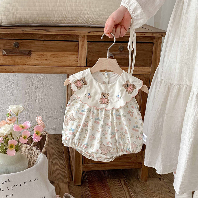 Newborn summer Korean version baby girl jumpsuit new crawling clothes thin baby clothes