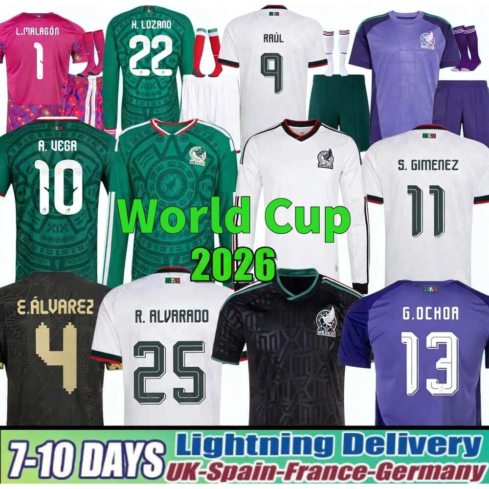 Mexico Jersey 2026 World Cup RAUL CHICHARITO Soccer Jersey LOZANO 26 27 H.LOZANO Kids Kit Football Shirts Women Top Goalkeeper Training Uniform Long sleeves