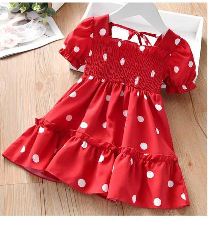 3-7Y Kids Girls Fashion Short Sleeve Polka Dot Dress Stylish Princess Party Dresses Children Baby Girls SundressT260330