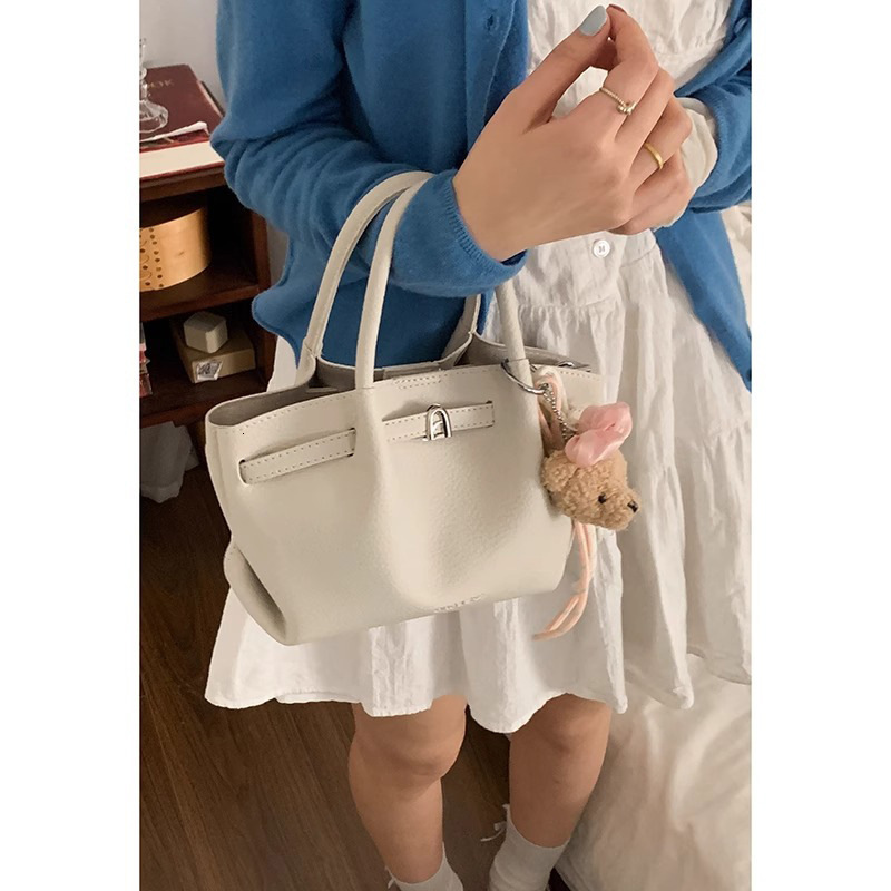 Handheld Basket for Women 2025 New Trendy Spring Fashion Lychee Pattern Tote Single Shoulder Crossbody Bag