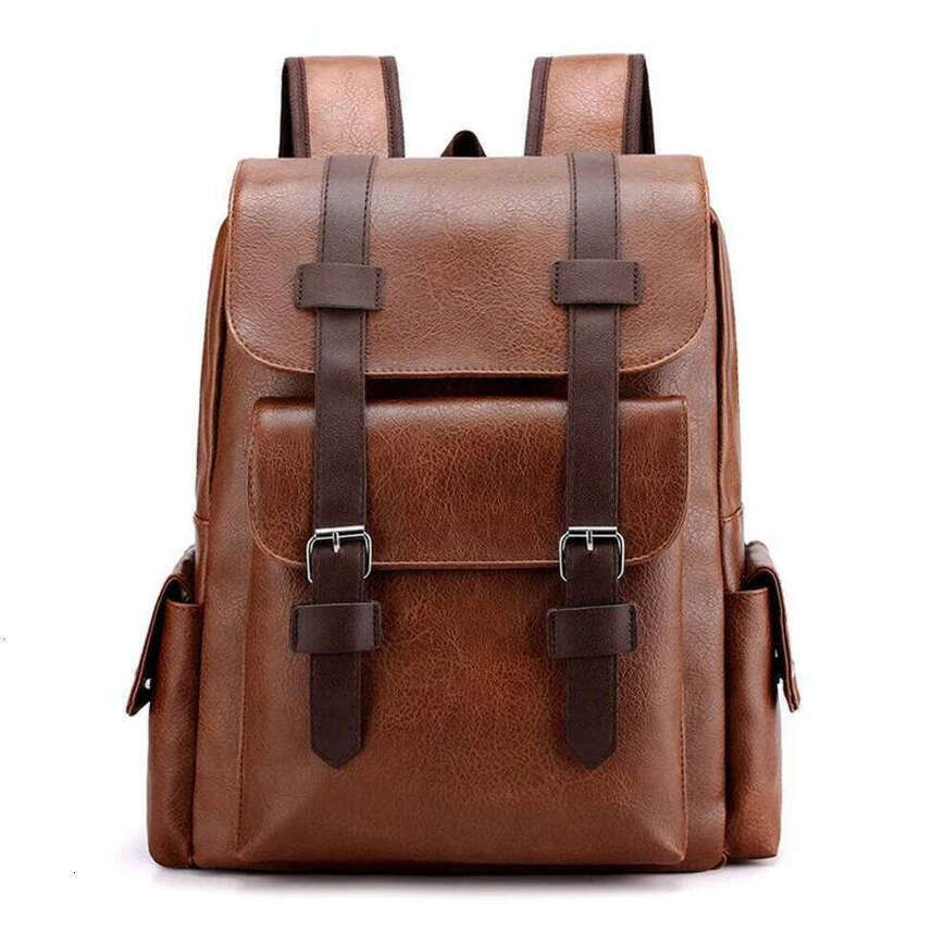 OLOEY 2025 Men Backpack PU Leather Bagpack Large Laptop Backpacks Male Mochilas Black Schoolbag For Teenagers Boys Brown Sac A Dos Premium Feel