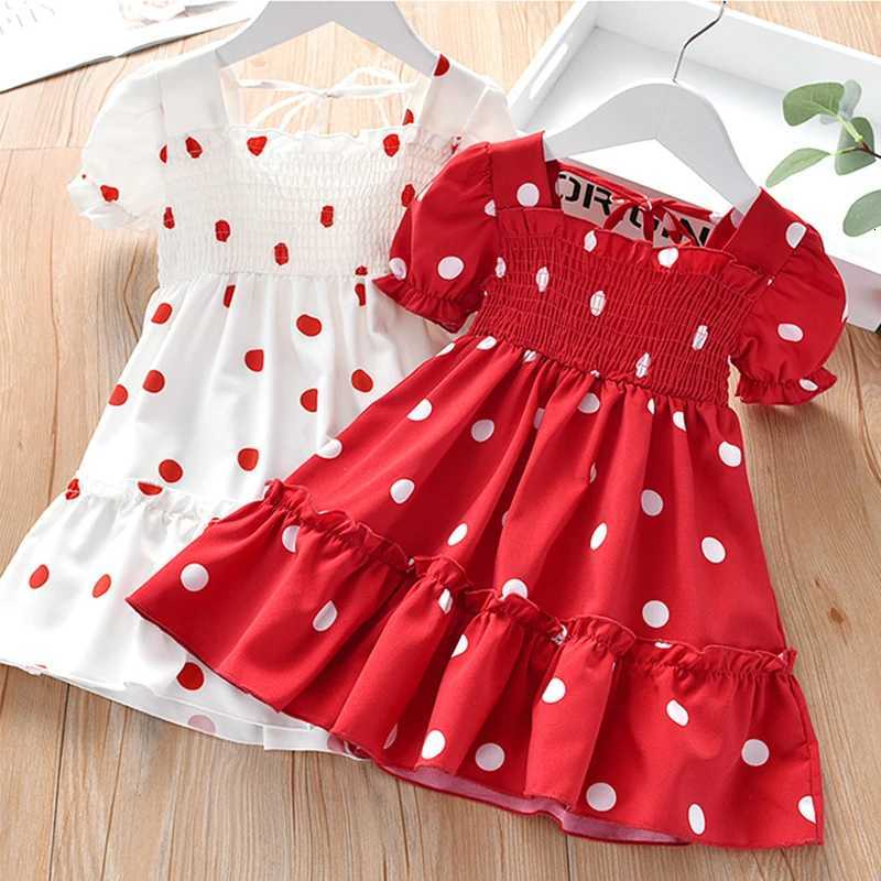 2025 New Baby Summer Dresses Girls Sweet Lace Chiffon Polka Dot Dress Little Girl Chiffon Short Sleeve Dress For Kids ClothesT260330