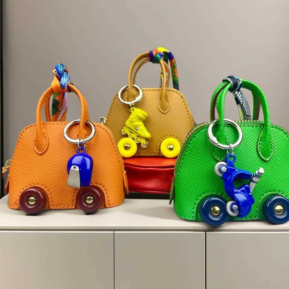 Mini Tire Leather Pouch - Adorable Car-Shaped Earphone Case Coin Purse Cable Organizer with Metal Keychain-PU Leather-Gift Z260330