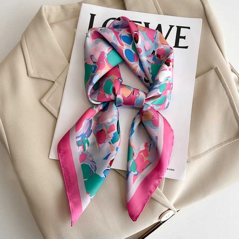Luxury Floral Print Square Silk Scarf Women Hijab Fashion Hair Bands Neckerchief Female Ornament Shawl Bandana Bag Scarves Z260330