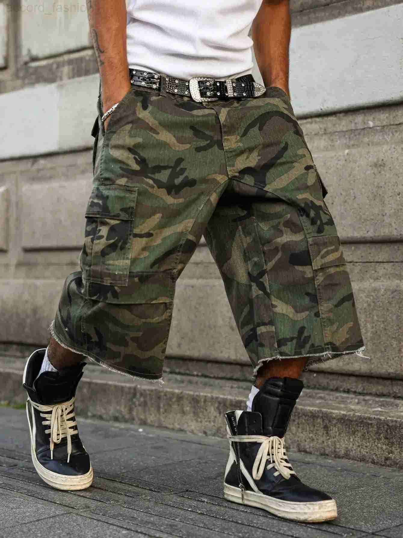 Mens summer denim shorts Camouflage cargo pants Multi - pocket design Street fashion trend Daily leisure H260330