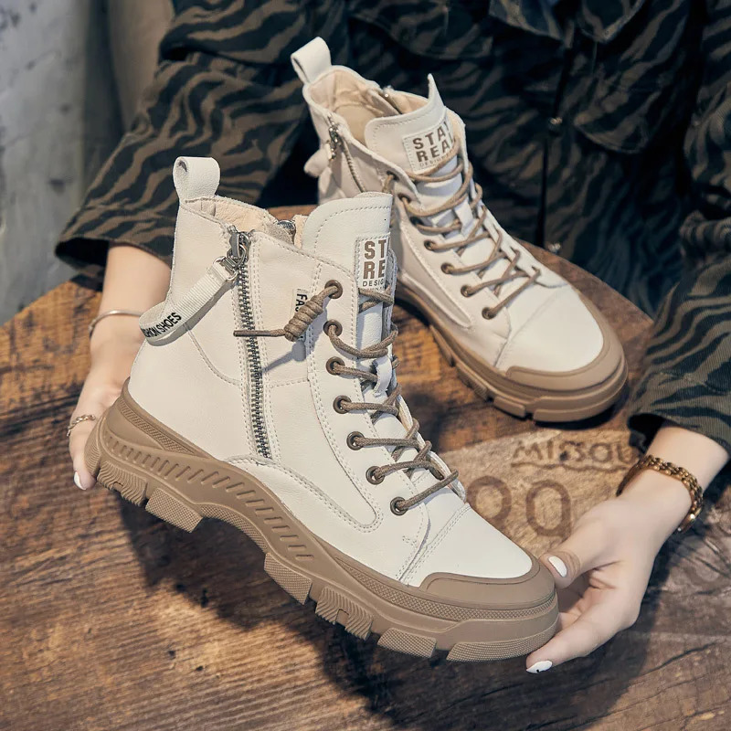 GKTINOO 2026 Autumn Winter Shoes Genuine Leather Sneakers Fashion Boots for Women Thick Sole Women Ankle Boots Ladies Botas 260327