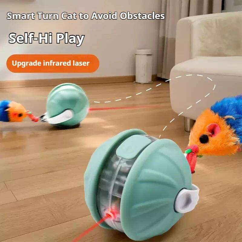 Dog Interactive Toys Infrared Automatic Rolling Ball Tail Rechargeable Smart Pet Electric Toy Cat Training Imitate Mouse