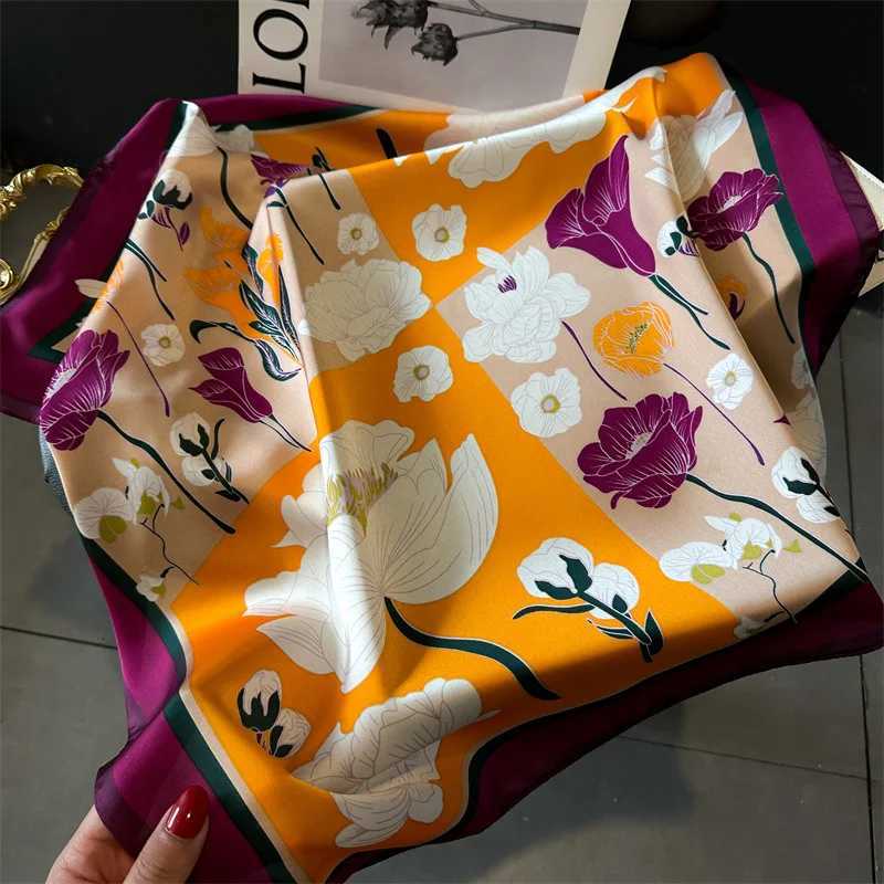 Scarf For Wen Fashion Flower Print Neckerchief Luxury Band Breathable Square Scarf Spring/Sunmmer band Hijab Scarves X260328