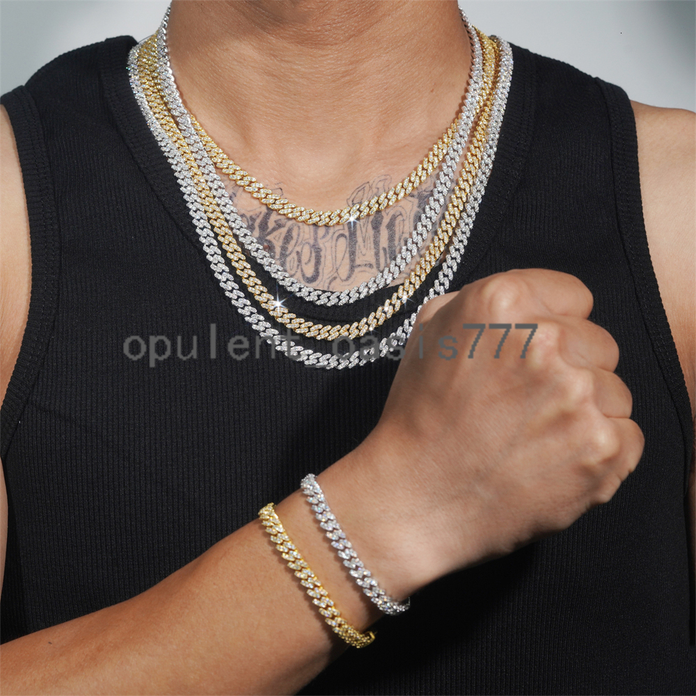Luxury Fine Jewelry 925 Sterling Silver Vvs Moissanite Custom Hip Hop Cuban Link Chain Moissanite