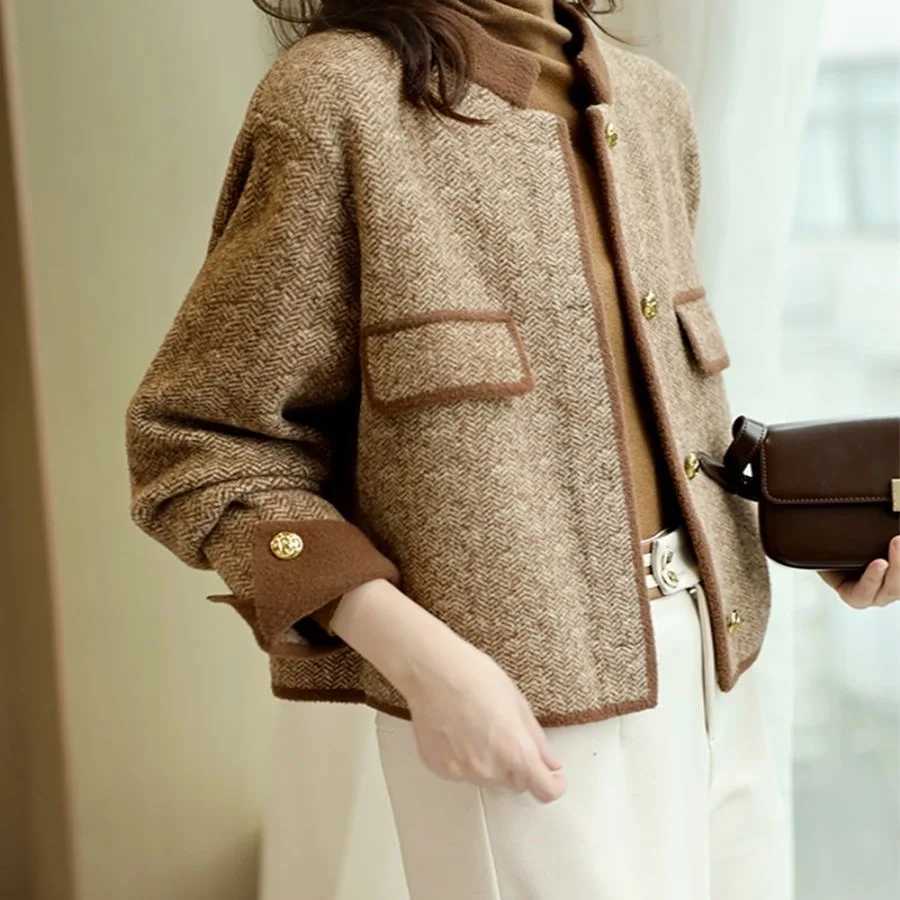 Tweed Jacket Korean Womens Spring Anti-Ultraviolet Multi-Functional Turtleneck O-Neck Bohemian Style Zippers Gradient SplicingT260328