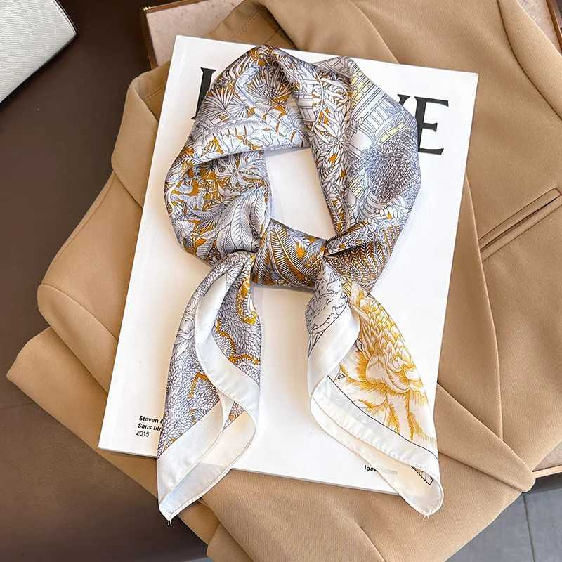 Bohen Style Floral Print Wens Square Silk Scarf Satin Wrap Tropical Leaf Flower Design Scarves Bandana Hijab X260328