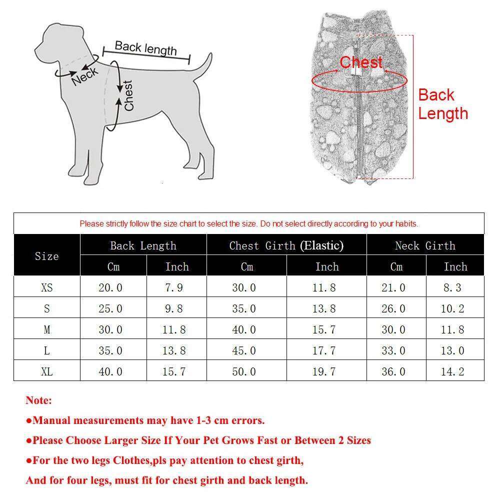 Flush Fleece Pet Dog Coat Winter Puppy Cat Footprint Reflective Clothes With D-ring For Small Dogs French Clothing