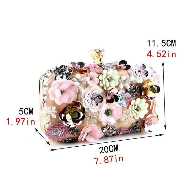 Chinese Embroidery Fashion Women Flower Diamonds Embroidery Small Clutch Luxury Lady Handbags Evening Bags New Arrival Chain Shoulder Purse Clutch Bag