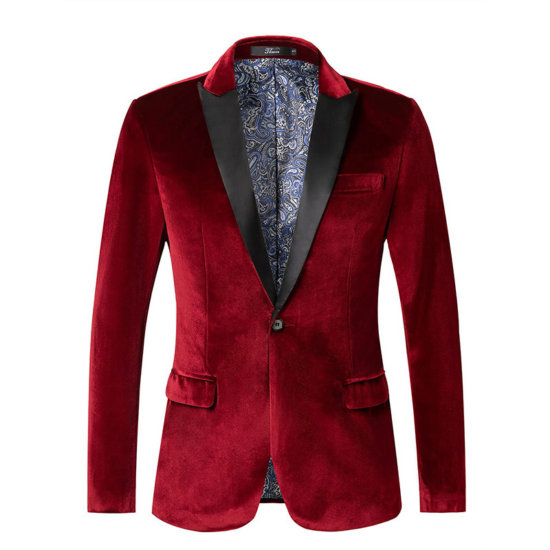 New Mens Suede Blazer Slim Fit Single Button Fashion Wedding Prom Evening Suit Mens Suit