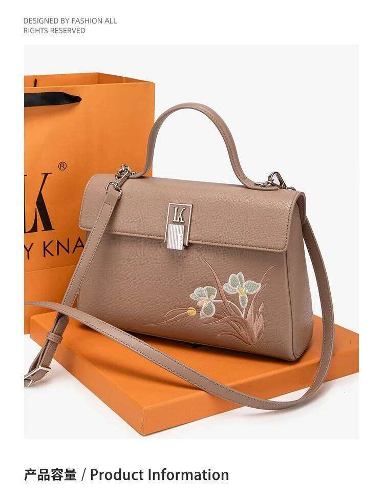 Ladies' One Shoulder Bag Soft New Color Contrasting Embroidered Cross Body Handbag