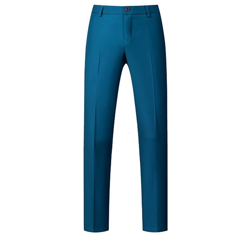 Men Solid Colour Formal Suit Pants Black Red Royal Blue Homme Wedding Office Social Slim Fit Trousers 260327