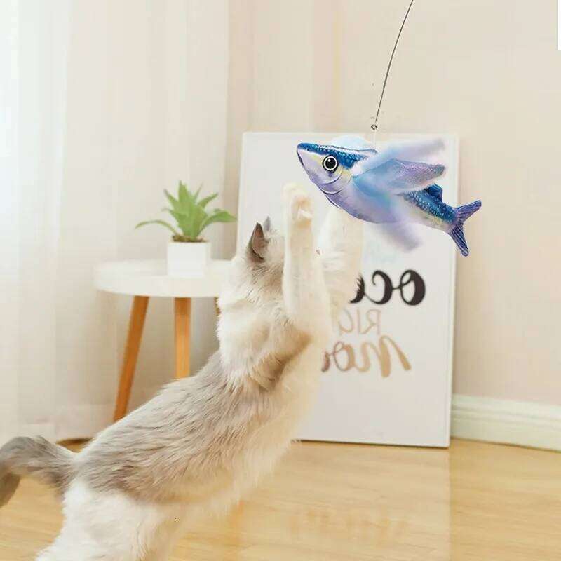 Fish Interactive Cat Toys Rechargeable Chirping Flapping Birdno Flying Can Add Catnip Touch Activated Plush Toy