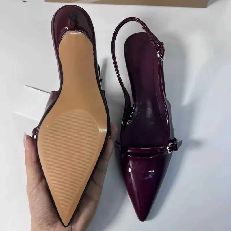 Pointed Toe Buckle Strap Ladies Sandals Solid Shallow Fashion Sexy Party Slingbacks 2025 Summer High Heeled Shoes Woman Z260330