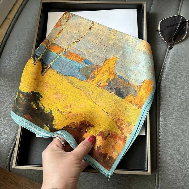 53cm Silk Printed Hijab Scarf for Wen Silk Floral Print Small Scarf Fashionable and Versatile Scarf Neck Protector Hijab X260328