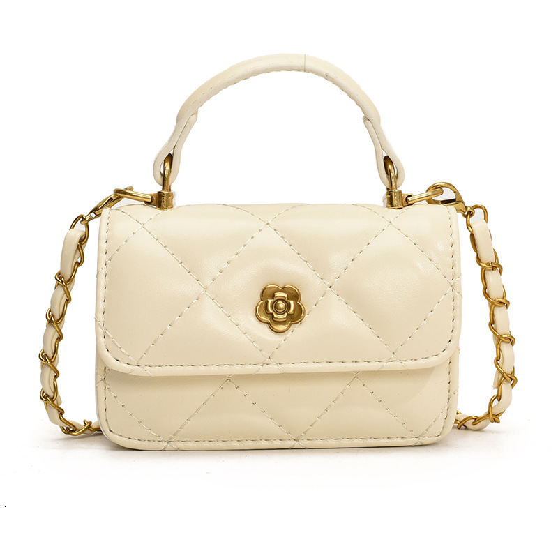 Free Shipping High Value Mini Quilted Crossbody Bag for Women Cute Small Handbag with Top Handle Chain Strap Flower Decor
