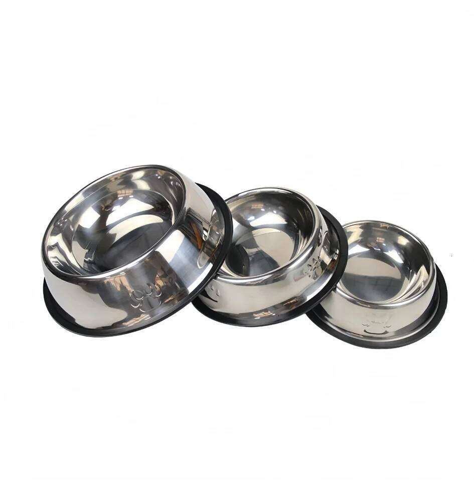 FGG Stainless Steel Pet Feeding Cat and Dog Drinking Metal Feeder Bowl Durable Easy To Clean 6 Sizes 26W0330