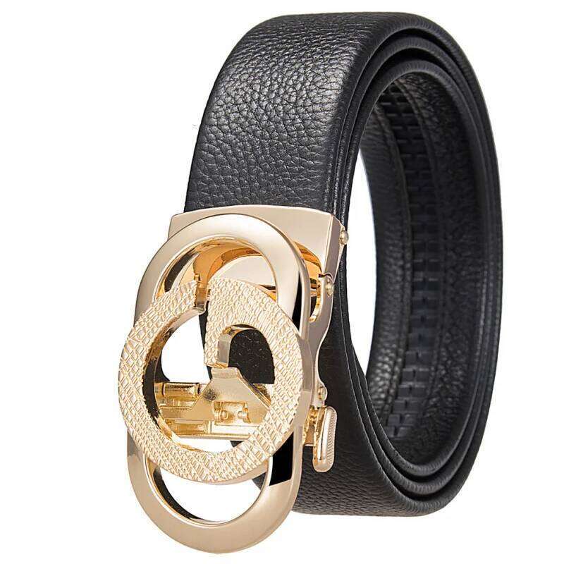Men's Leather With Automatic Metal Buckle, High-Quality Luxury Belt For Men, Famous Brand, Wristband Chunjinqiuli