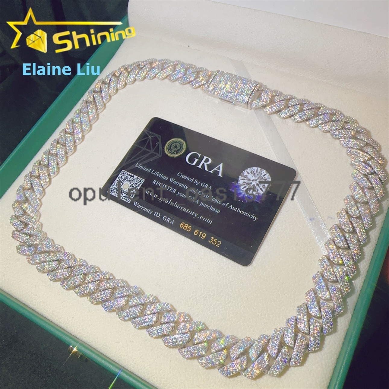 Hip Hop Fine Jewelry Diamond 15MM Iced Out Custom 925 Sterling Silver Moissanite Miami Cuban Link Chain Necklace
