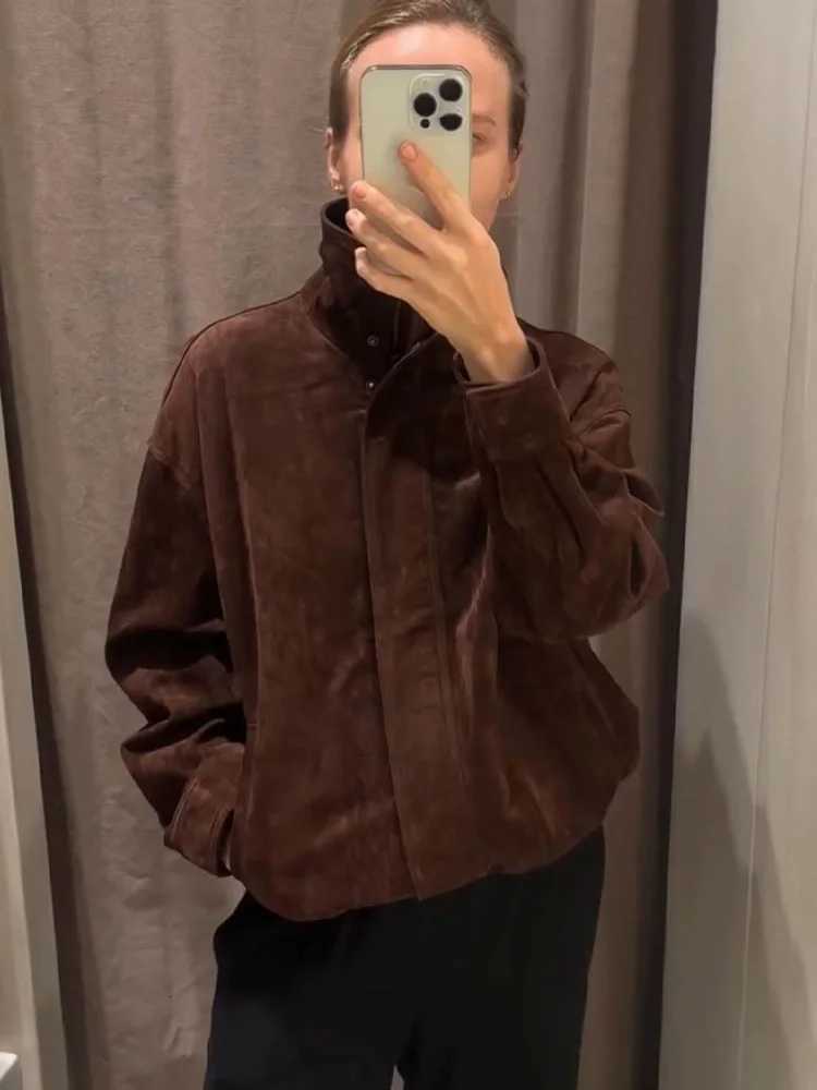 HH Female Autumn Fashion High Collar Zipper Pocket Design Long Sleeves Jackets Women Solid Casual Loose Street Style CoatsT260328