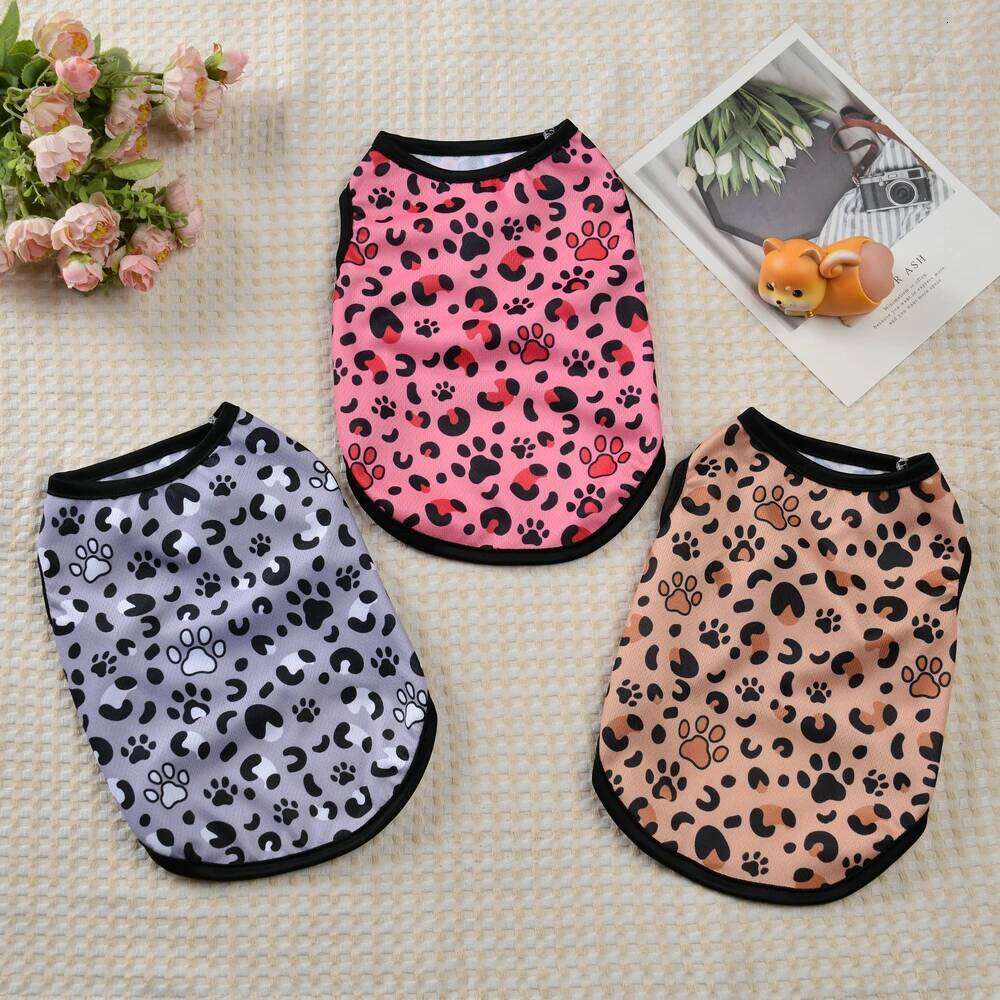Dog Clothes for Small Medium Dogs Cats Summer Breathable Puppy Leopard-Print Sleeveless Vest Chihuahua French Pug Pet Clothing