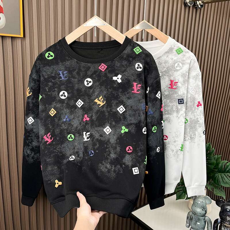 New Trendy Brand Autumn Tie-Dye Long-Sleeve Foam Round Neck Light Luxury Sweatshirt Men's 2026 Casual Fashion Top