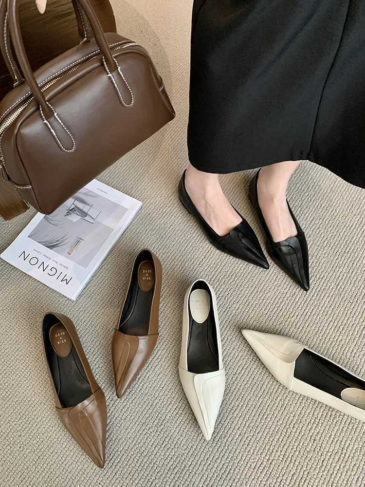 Summer Shoes Ladies Pointed Toe Low Heels Female Footwear 2025 New Bailamos Woman Flat Comfortable Dress Spring Med Thin Shallow Z260330