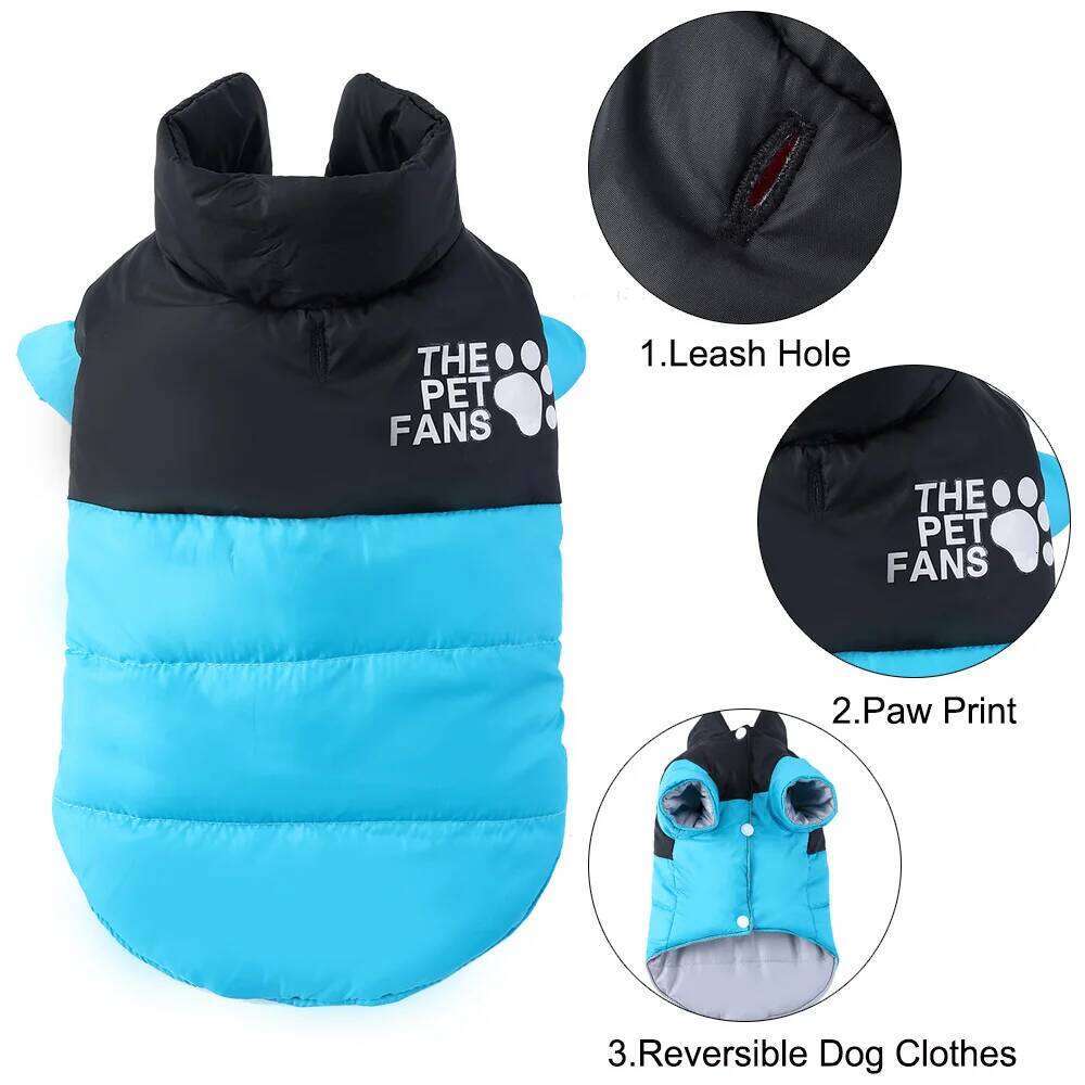 Camping Dog Jacket Coat For Small Medium Dogs Cats Winter Warm Puppy Clothing with Leash Hole Windproof Chihuahua Pug Apparel